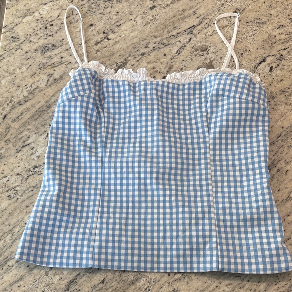 Zara Light Blue Checkered Tank Top